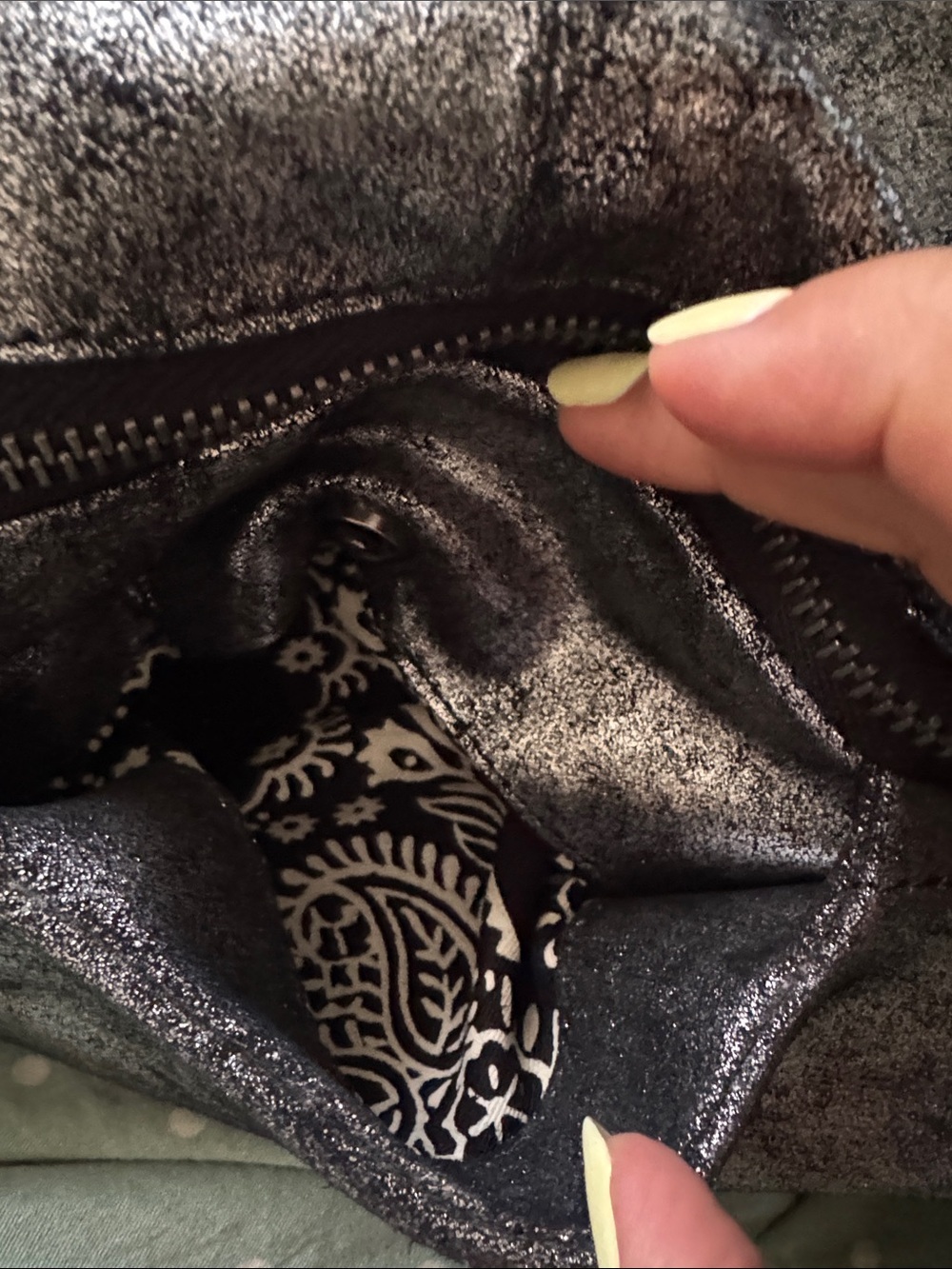 We The Free Shimmery Silver Crescent Shoulder Bag - Picture 5 of 7